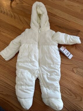 NWT 3-6m Kensie Girl white fleece Sherpa fur puffer Snow Suit baby girl winter